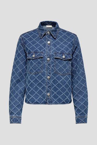 Photo produit 1 de Veste en jean bleue à motif à carreaux effiloché de JDY pour Femmes
