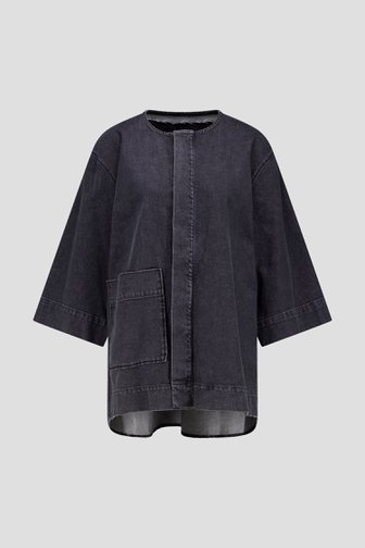 Le devant de Veste en jean grise effet délavé de Murielle Victorine Scherre pour Femmes