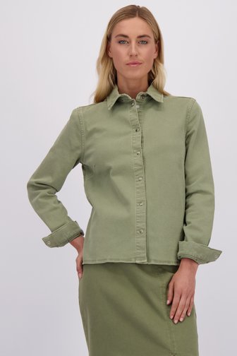 Le devant de Veste en jean vert  de Liberty Island Denim pour Femmes