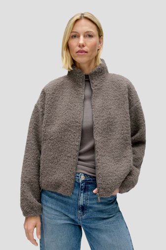 Le devant de Veste grise effet bouclé de Opus pour Femmes