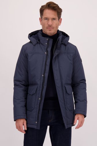 Le devant de Veste matelassée bleu foncé avec capuche amovible de Dansaert Blue pour Hommes