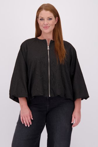 Le devant de Veste noire à motif floral de ONLY Carmakoma pour Femmes