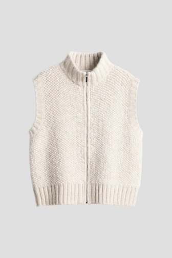 Le devant de Veste sans manches beige clair zippée de Opus pour Femmes