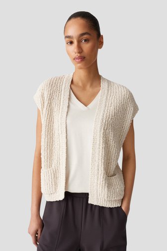 Le devant de Veste sans manches beige effet bouclé de Opus pour Femmes