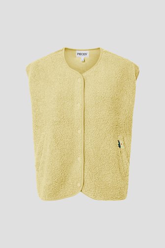 Le devant de Veste sans manches jaune en teddy de Pieces pour Femmes