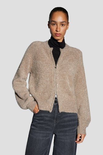 Le devant de Veste taupe avec fil métallisé de Opus pour Femmes