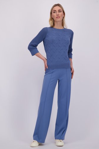 Voorkant van Wijde blauwe broek met elastische taille door Liberty Island voor Dames