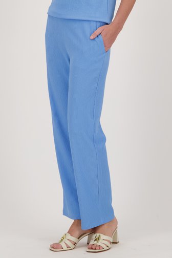 Wijde blauwe broek met fijne textuur van Claude Arielle voor Dames