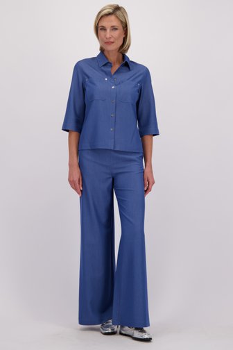 Voorkant van Wijde blauwe broek met jeanslook door Claude Arielle voor Dames