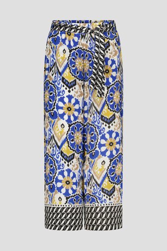 Wijde blauwe broek met print - 7/8 lengte van More & More voor Dames