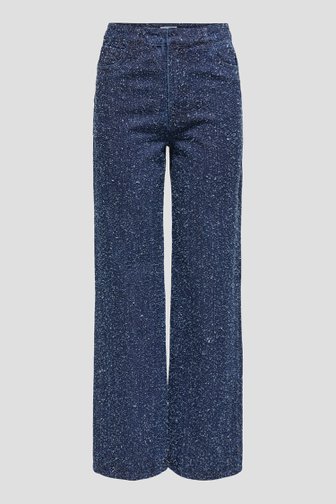 Voorkant van Wijde blauwe jeans met bouclé look door JDY voor Dames