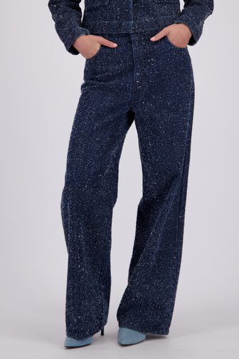 Voorkant van Wijde blauwe jeans met bouclé look door JDY voor Dames