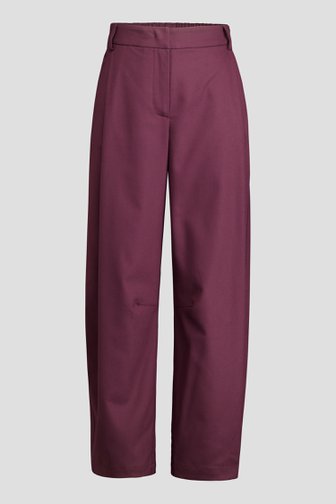 Voorkant van Wijde bordeaux broek met elastische tailleband door Louise voor Dames