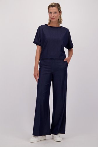 Voorkant van Wijde broek in denim look door Claude Arielle voor Dames