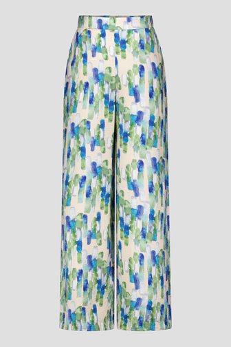 Wijde broek met blauw-groene aquarelprint  van Liberty Loving nature voor Dames