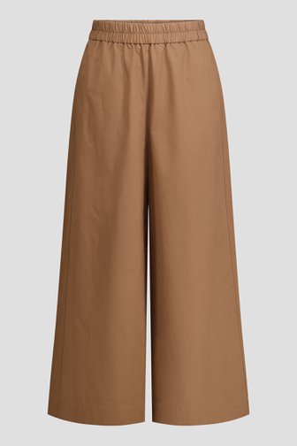 Achterkant van Wijde bruine broek met elastische tailleband door Louise voor Dames