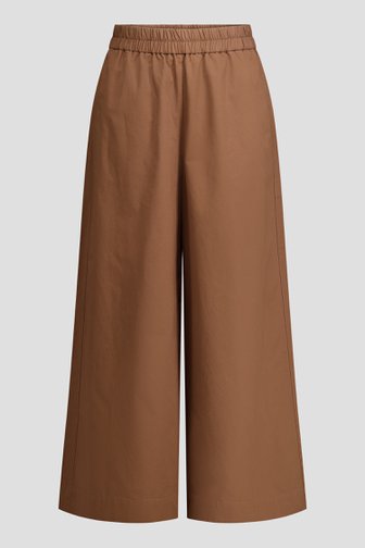Achterkant van Wijde bruine broek met elastische tailleband door Louise voor Dames