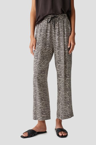 Wijde bruine broek met lichtbeige print van Opus voor Dames