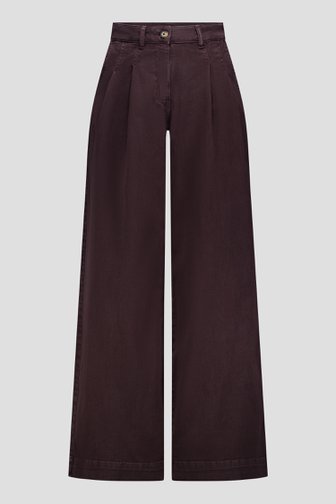 Voorkant van Wijde bruine jeans met bandplooien door Liberty Island Denim voor Dames