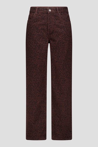 Voorkant van Wijde bruine jeans met luipaardprint door Louise voor Dames