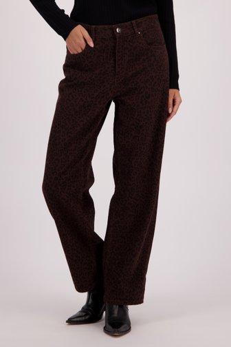 Voorkant van Wijde bruine jeans met luipaardprint door Louise voor Dames