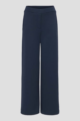 Wijde donkerblauwe broek met elastische tailleband van Opus voor Dames