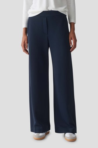 Wijde donkerblauwe broek met elastische tailleband van Opus voor Dames