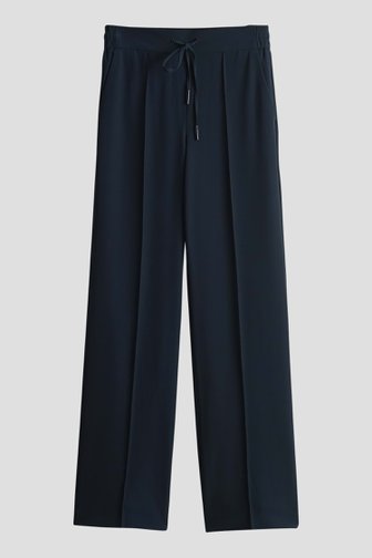 Wijde donkerblauwe broek met elastische tailleband van Opus voor Dames