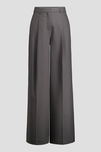 Voorkant van Wijde donkergrijze broek met bandplooien door D'Auvry Studio voor Dames