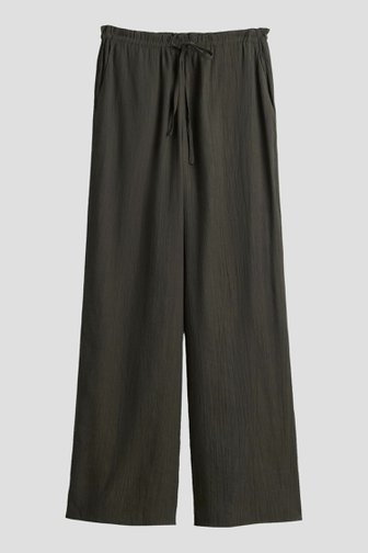 Voorkant van Wijde donkergroene broek met elastische taille door Opus voor Dames
