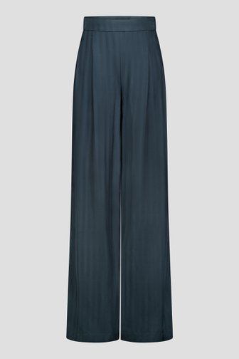 Voorkant van Wijde donkergroene broek met gestreept motief door D'Auvry voor Dames