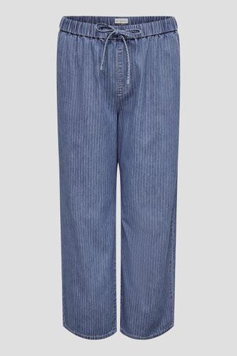 Voorkant van Wijde gestreepte broek met jeanslook door ONLY Carmakoma voor Dames