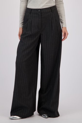Voorkant van Wijde grijze broek met krijtstreep door Louise voor Dames