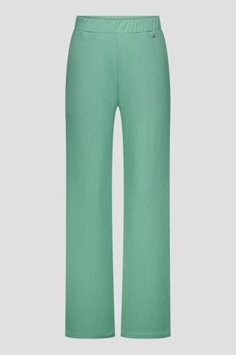Wijde groene broek met fijne textuur van Claude Arielle voor Dames