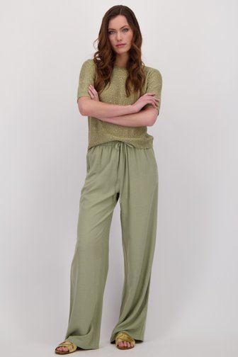 Voorkant van Wijde groene broek met striklint door JDY voor Dames