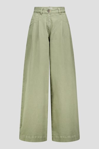 Voorkant van Wijde groene jeans met bandplooien door Liberty Island Denim voor Dames