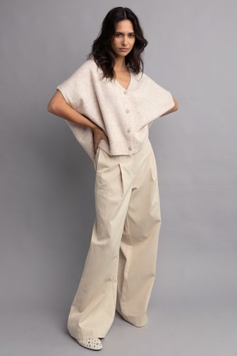 Extra foto 4 van Wijde lichtbeige broek  door Louise voor Dames
