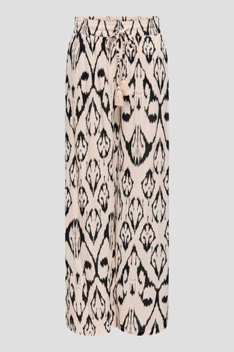 Wijde lichtbeige broek met zwarte print van JDY voor Dames