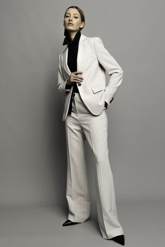 Extra foto 5 van Wijde lichtgrijze broek met strepen door D'Auvry voor Dames