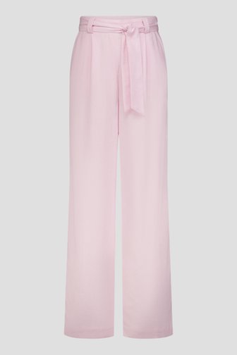 Voorkant van Wijde pastelroze broek met linnen  door Libelle voor Dames