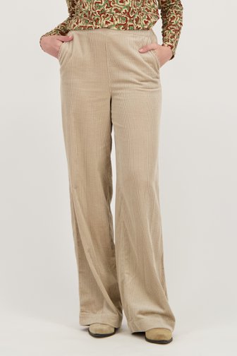 Libelle Wijde ribfluwelen broek - beige