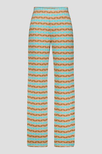 Wijde turquoise broek met print  van Libelle voor Dames