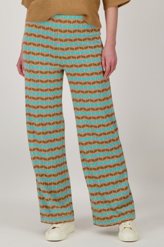 Wijde turquoise broek met print  van Libelle voor Dames