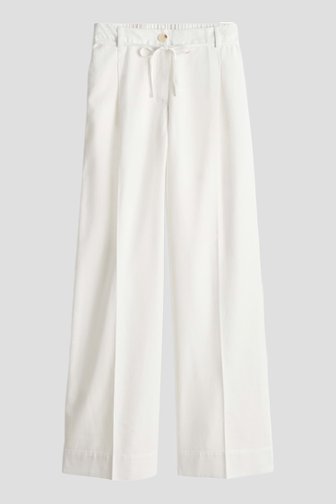 Voorkant van Wijde witte broek met elastische tailleband door Opus voor Dames