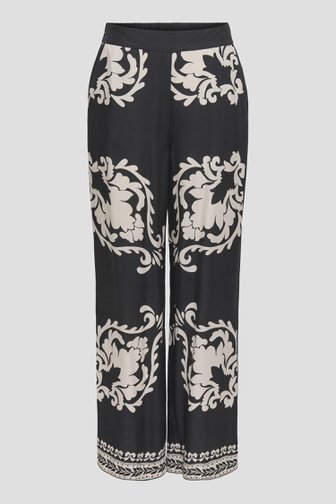 Voorkant van Wijde zwarte broek met lichtbeige print door JDY voor Dames