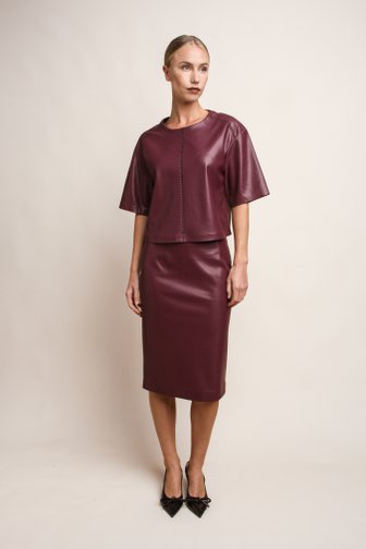 Wijnrode faux leather rok