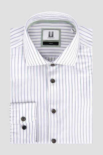 Wit-blauw gestreept hemd met linnen - slim fit van Upper East voor Heren