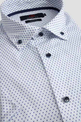 Voorkant van Wit hemd fijne donkerblauwe print - Comfort fit  door Dansaert Blue voor Heren