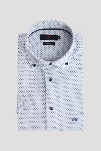 Voorkant van Wit hemd fijne donkerblauwe print - Comfort fit  door Dansaert Blue voor Heren