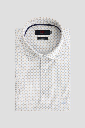 Voorkant van Wit hemd met beige-blauwe print - Regular fit  door Dansaert Blue voor Heren